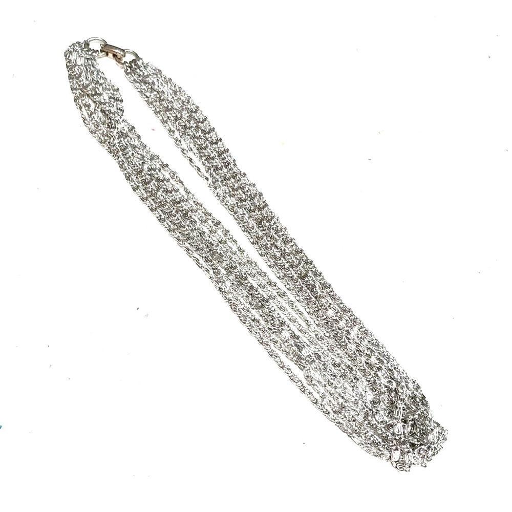 Necklace  Silver Tone Multi Strand "Paper Clips" Chain Necklace  SARAH COVENTRY